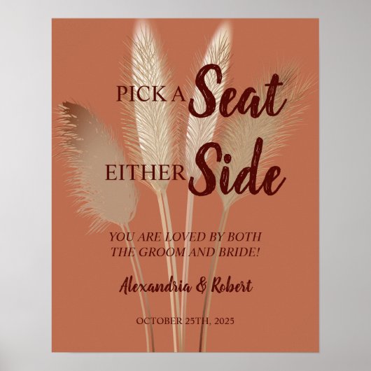 サイドパンパスグラスのサインではなくシート結婚を選択 ポスター (正面)