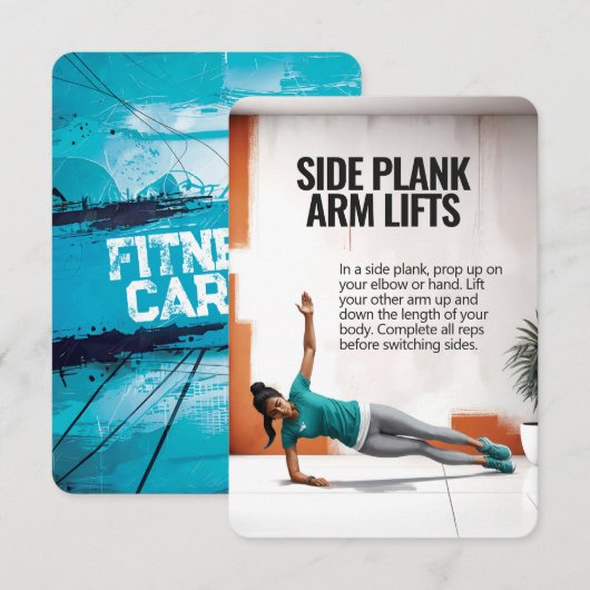 サイドプランクアームリフトフィットネスカード（ブルーバッキング付） セーブザデート (正面/裏面)