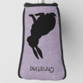 サイドプロファイルシッティングブラックシルエットウサギ ゴルフヘッドカバー (回転90)