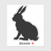 サイドプロファイルシッティングブラックシルエットウサギ シール (シート)