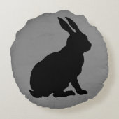 サイドプロファイルシッティングブラックラビットマーブルグレー ラウンドクッション (裏面)