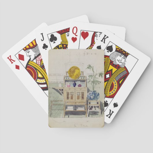 サイドボードのためのデザイン、c.1860s-70s (w/c及び鉛筆 トランプ (裏面)