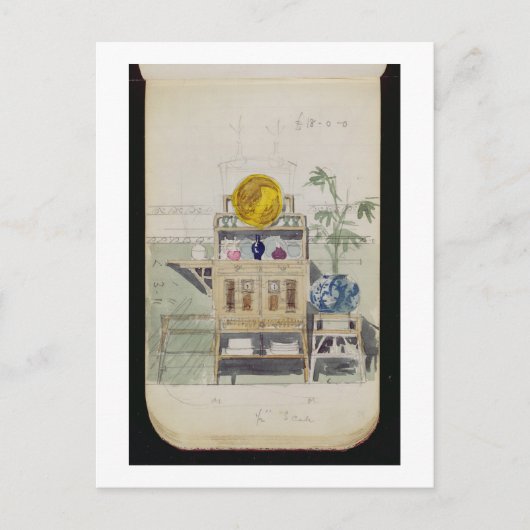 サイドボード用デザイン、c.1860s-70s (w/c & pencil) ポストカード (正面)