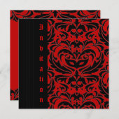 サイドマスカレードマスクハロウィーンレッド招待状 招待状 (正面/裏面)