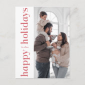 サイドモダンレッド型ハッピーホリデー写真はがき シーズンポストカード (正面)