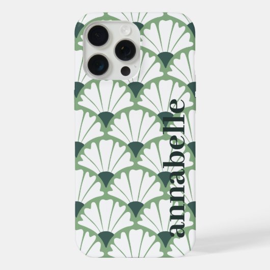 サイドモノグラム 名前 緑 ビンテージ パターン iPhoneケース (裏面)