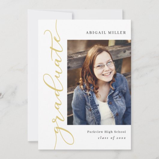 サイドライティング編集可能カラー卒業招待状 招待状 (正面)