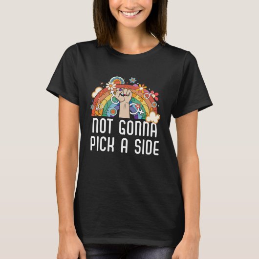 サイド二重性プライド二色性Lを選択しない Tシャツ (正面)