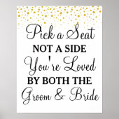 サイド以外のシートの金ゴールド結婚記号 ポスター (正面)