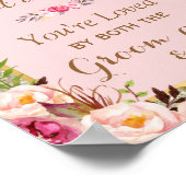 サイド以外のシートを選択 |金ゴールドグリッターピンクフローラ ポスター (角)