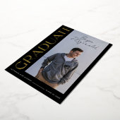 サイド文字モダンブラックと金ゴールドグラード発表 箔招待状 (回転した状態)