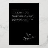 サイド文字モダンブラックと金ゴールドグラード発表 箔招待状 (裏面)