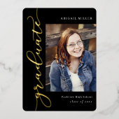 サイド書のフォイルの卒業編集可能カラー 箔招待状 (正面)