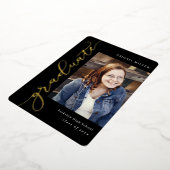 サイド書のフォイルの卒業編集可能カラー 箔招待状 (回転した状態)