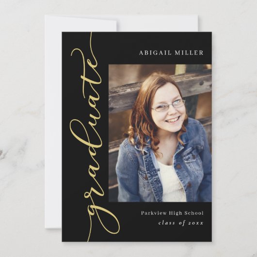 サイド書の編集可能なカラーの卒業招待状 招待状 (正面)