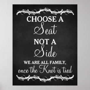 サイド黒板の看板ではない座席結婚を選ぶ ポスター