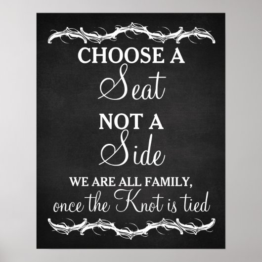 サイド黒板の看板ではない座席結婚を選ぶ ポスター (正面)