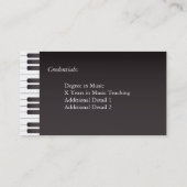 サイド クラシック キーボード 鍵盤 音楽 ピアノ 教師 名刺 (裏面)