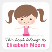 サイド・スプリット体操少女の漫画蔵書票本 スクエアシール (正面)