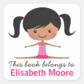 サイド・スプリット体操少女の漫画蔵書票本 スクエアシール (正面)