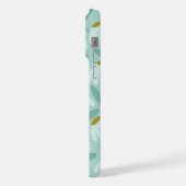 サイド モノグラムイニシャル ティールブルー 花柄 iPhoneケース (左側面)