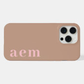 サイド モノグラムイニシャル ピンク&ブラウン ミニマル iPhoneケース (裏面横)