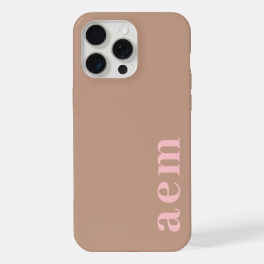 サイド モノグラムイニシャル ピンク&ブラウン ミニマル iPhoneケース (裏面)