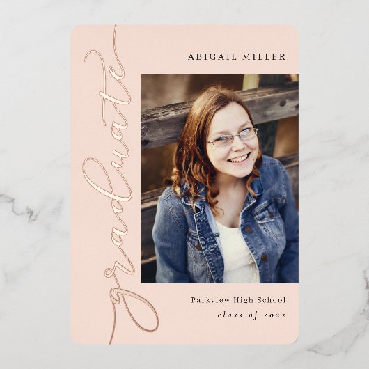 サイド・書フォイル卒業編集可能カラー・フォイルI 箔招待状 (正面)