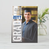 サイドGRADブルークラス年 フルフォト 卒業 招待状 (スタンド正面)