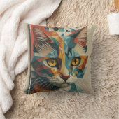 サイバネティック猫抽象芸術幾何学的キュビズム クッション (ブランケット)