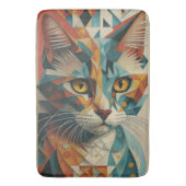 サイバネティック猫抽象芸術幾何学的キュビズム バスマット (正面縦)