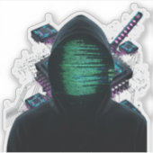 サイバネティック・テクノロジーの融合 - ネオン刀とCPU回路 シール (正面)