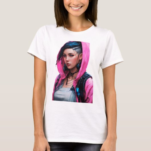 サイバパンクウィメンアニミースタイル Tシャツ (正面)