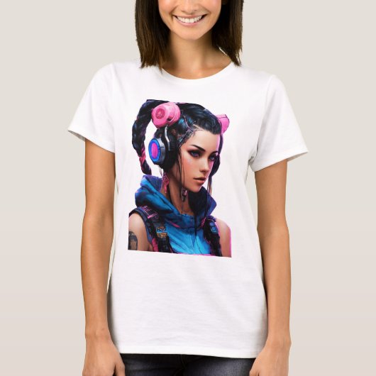 サイバパンクウィメンアニミースタイル Tシャツ (正面)