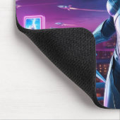 サイバパンクウォリアーマウスパッドネオンシティスケープデザイン マウスパッド (コーナー)