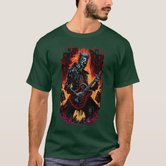 サイバパンクギターギフトギタリストロックコンサートフェスティー Tシャツ
