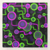 サイバパンクレーブ回路基板アート ガラスコースター (正面)