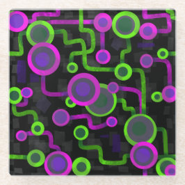 サイバパンクレーブ回路基板アート ガラスコースター