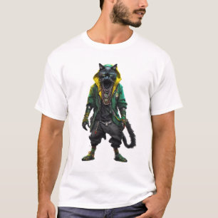 サイバパンク神秘的なラスタファリア猫 Tシャツ
