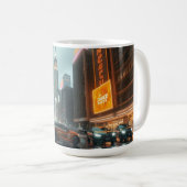 サイバパンク高層ビル市内車 コーヒーマグカップ (正面右)