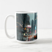 サイバパンク高層ビル市内車 コーヒーマグカップ (左)