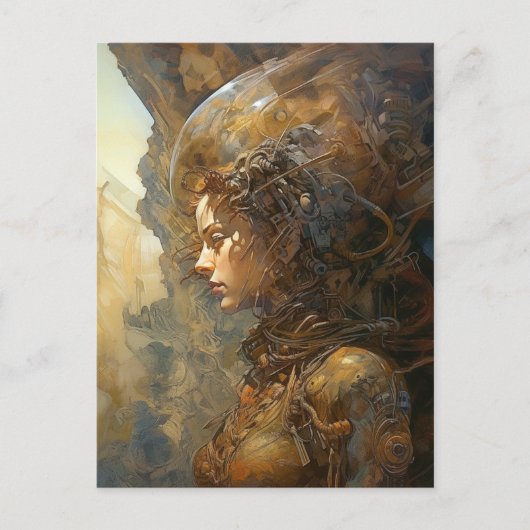 サイバパンク・サイボーグ女性科学フィクション ポストカード (正面)