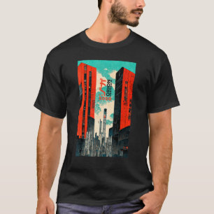 サイバパンクSFディストピア市浮世絵日本の店 Tシャツ