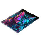 サイバパンネオントワイライトキャットメガネ兵士ブラック ノートブック (左側)