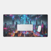 サイバンプンク市街スケープSFデザイン デスクマット (キーボード&マウス)