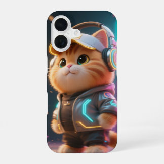 サイバーかわいい猫スマホケース iPhone 16ケース