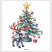 サイバーなトナカイとクリスマスツリー シール (シート)