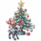 サイバーなトナカイとクリスマスツリー シール (正面)