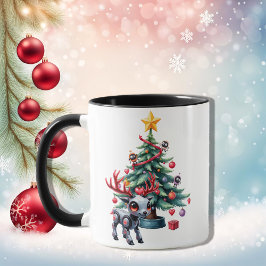 サイバーなトナカイとクリスマスツリー マグカップ