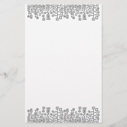 サイバーガーデン – 50pcブラック（グレー） 便箋 (正面)